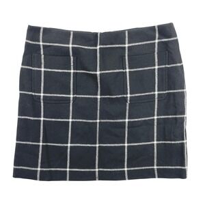 Madewell Mini Skirt Women's 12 Windowpane Plaid Black White Wool Blend